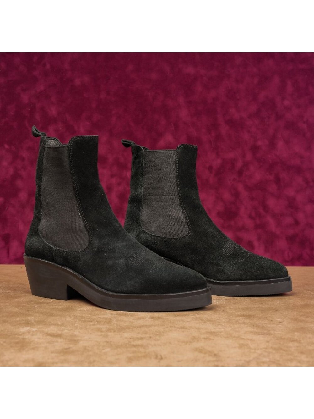 ASH Women Shake Black Suede Western Cowboy Chelsea Boots size 10US EUR40